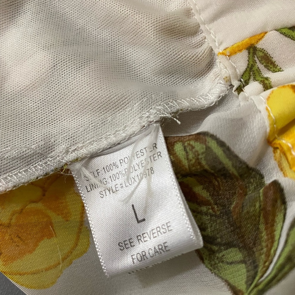 Favlux White & Yellow Floral Print Chiffon Cold Shoulder Crop Top Size Large - Picture 10 of 10